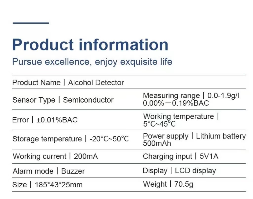 Breathalyzer JF-C8